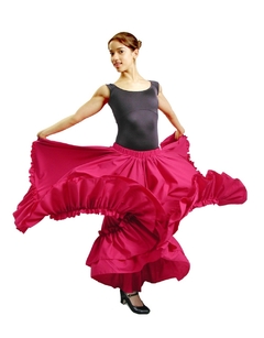 Falda folklórica doble circular en popelina poliéster/algodón