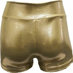Short deportivo para niña en tela glitter, con Corte en V y largo 1.5 en internet