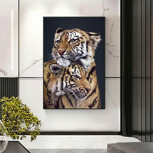 Quadro Decorativo Grande Para Sala Moderna Escritório Tigre