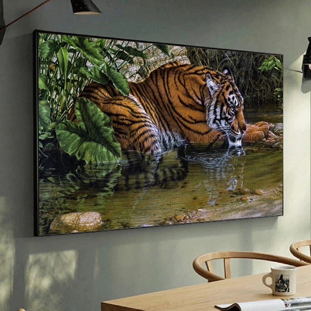 Quadro Decorativo Grande Para Sala Moderna Escritório Tigre