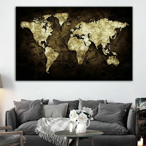 Quadro decorativo mapa mundi Mapa do mundo azul - TenStickers