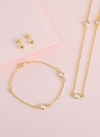 Conjunto Nina Infantil Dourado e Zircônia