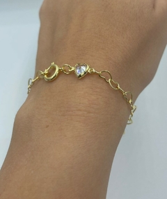 Pulseira Rose Elos Corações 18 cm