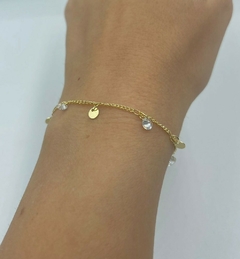Pulseira Lauren Medalinhas Zircônia 21 cm