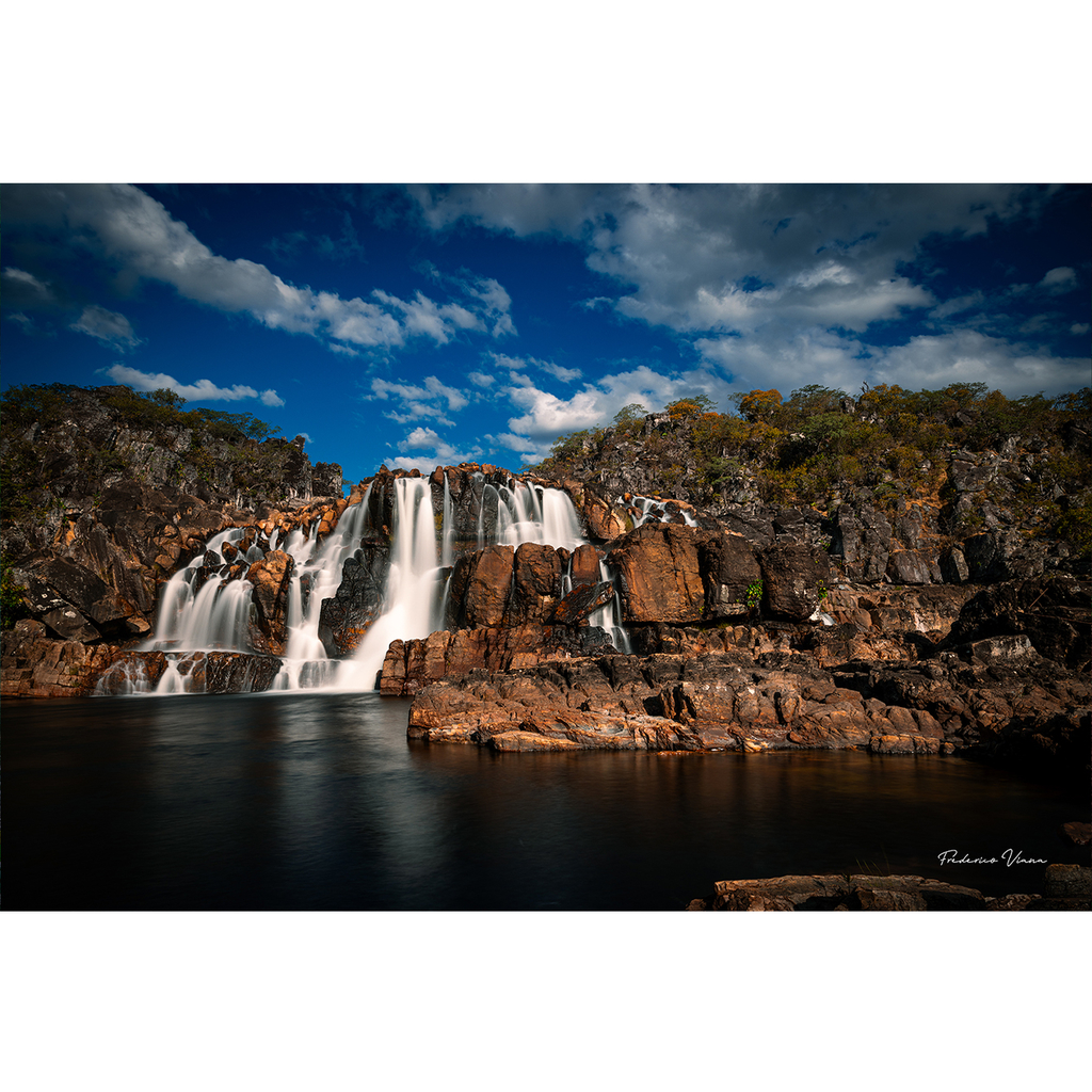 Salto Ii Waterfall in Chapada Dos Veadeiros National Park Golas Brazil WPA  Art Deco Poster  Sticker for Sale by patrimonio