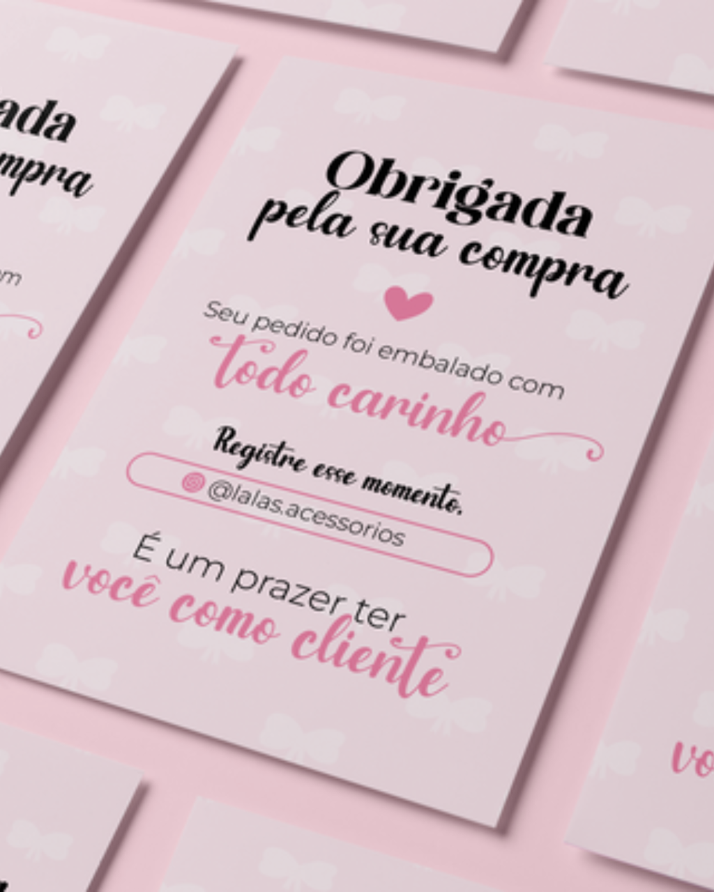 Kit Cartão de Agradecimento Cliente / Lacre Caixa / Cartão para