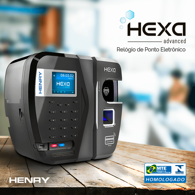 RELÓGIO DE PONTO ELETRÔNICO HENRY HEXA ADVANCED HOMOLOGADO INMETRO