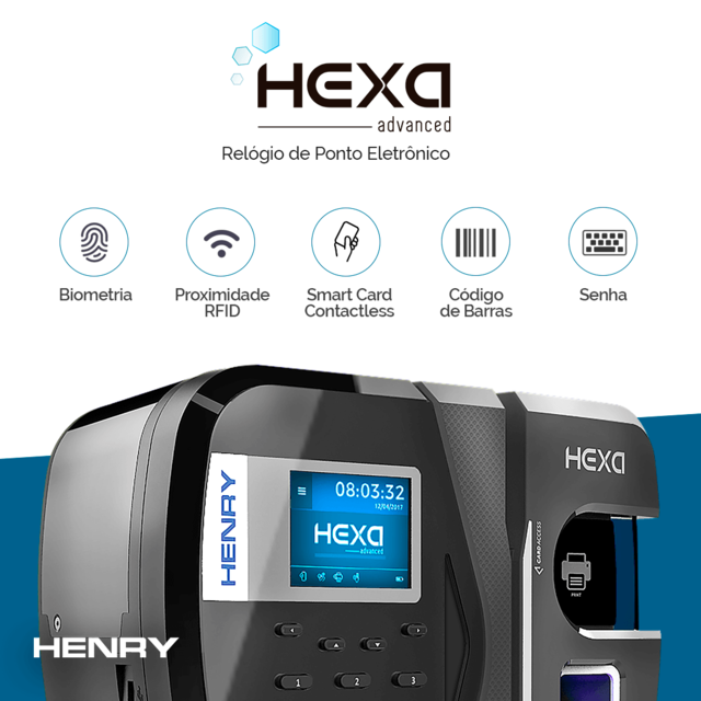 RELÓGIO DE PONTO ELETRÔNICO HENRY HEXA ADVANCED HOMOLOGADO INMETRO