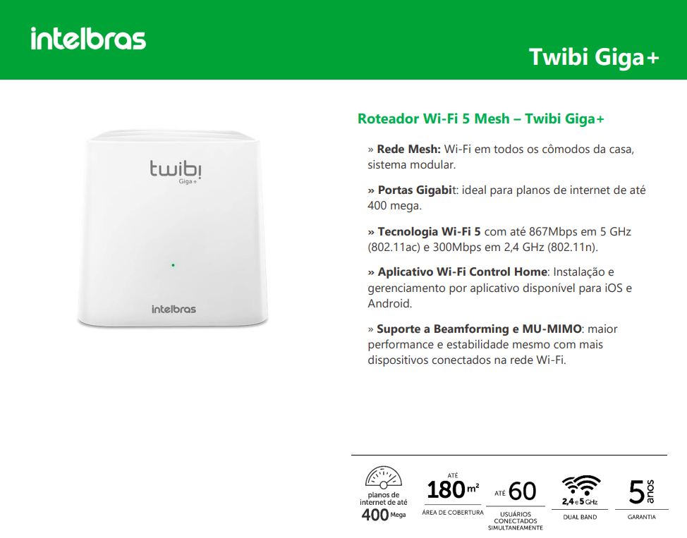 Módulo Roteador Intelbras Twibi Giga