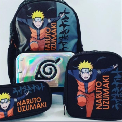 Kit mochila e estojo grande padrão escolar Naruto uzumaki hokage