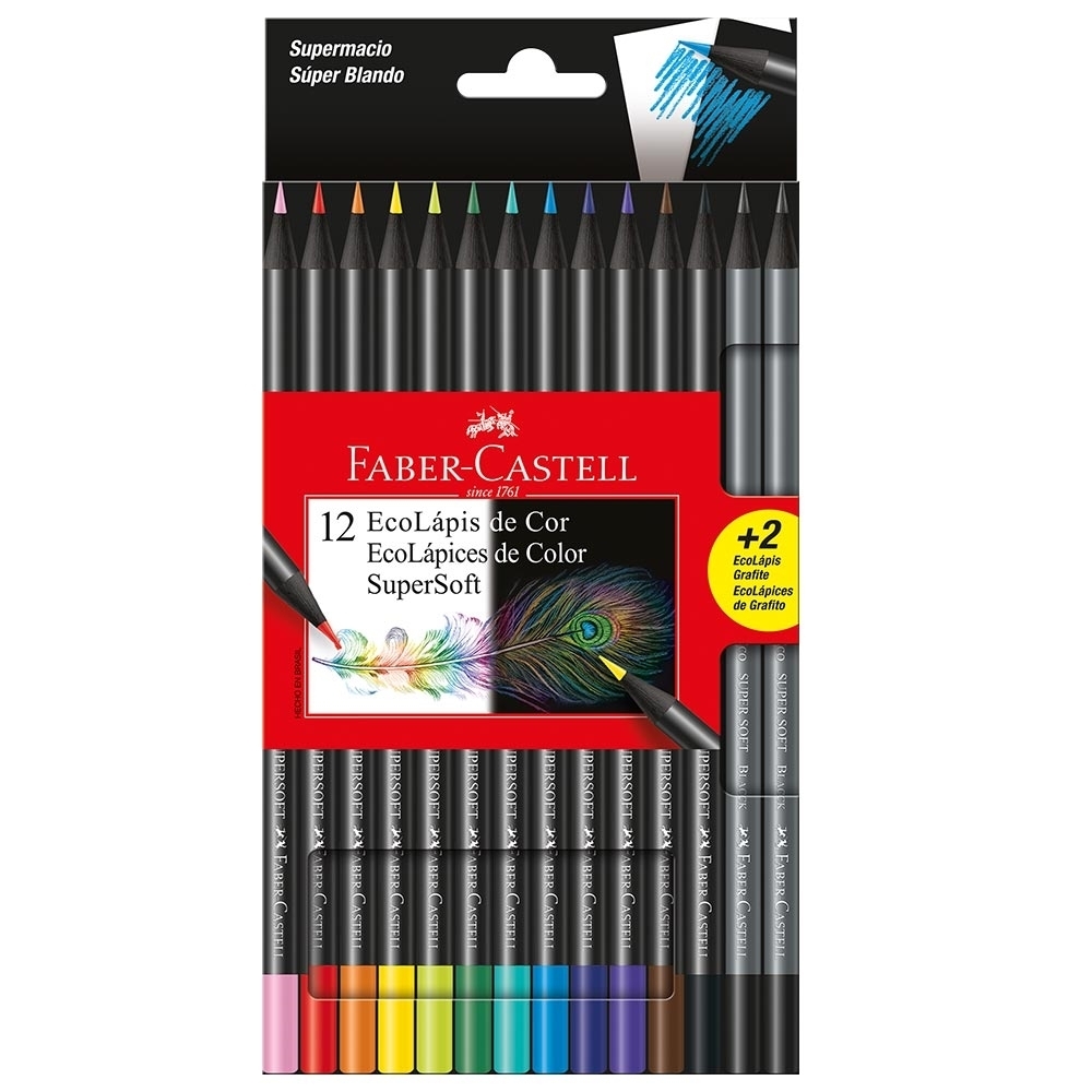 Lapis de Cor 12 Cores Super Soft 6 cores Neon 6 cores Pastel Faber Castell