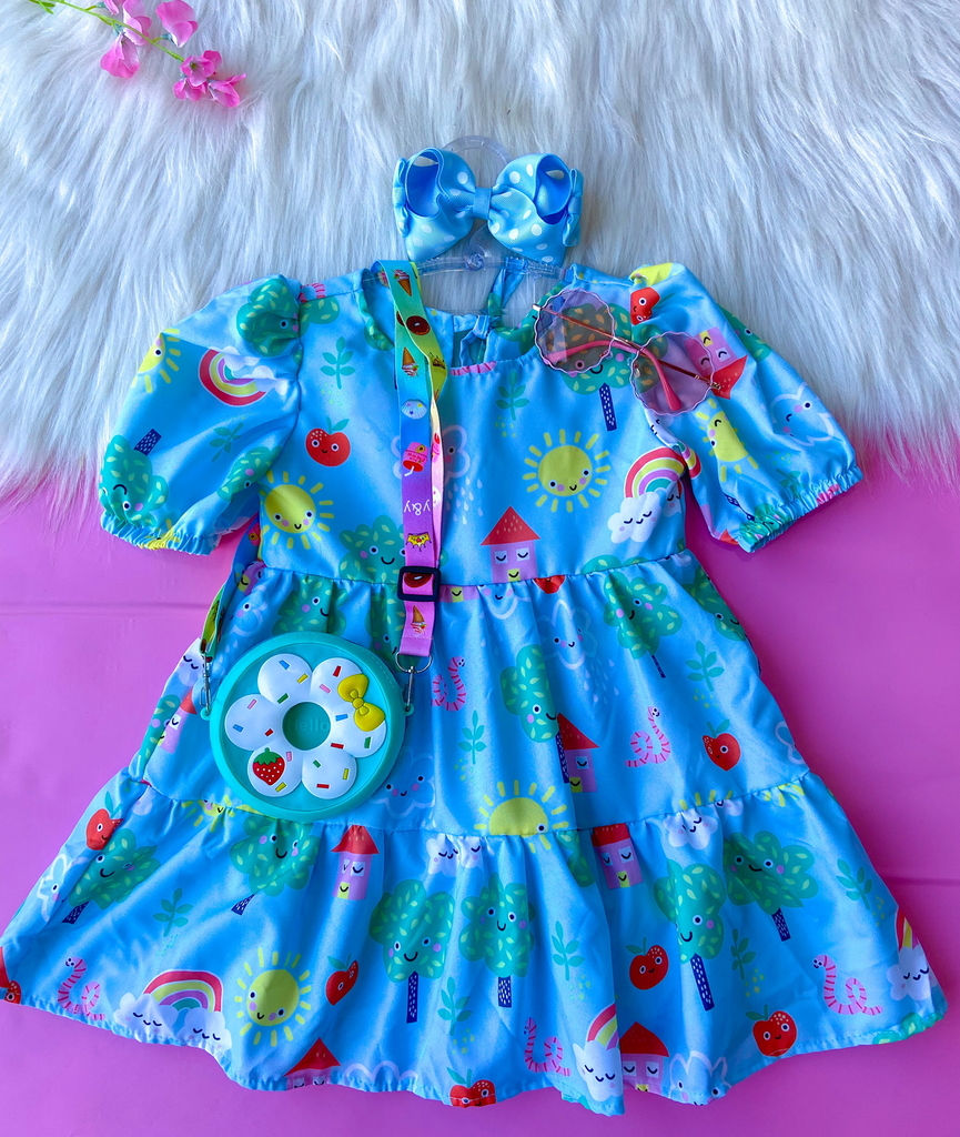 Vestido de Princesa Azul - 9 meses a 5 anos – O Mundo da Nuvem
