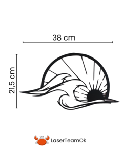 Cuadro Atardecer Ola Y Sol En Mdf De 5.5 Mm - comprar online
