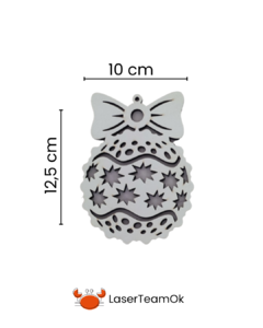 Colgante Navideño Esfera Y Moño En Mdf De 3mm Por 9 Unidades