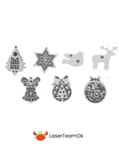 Colgante Navideño Variados En Mdf De 3mm Por 7 Unidades