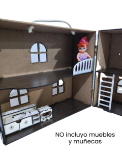 Casa De Muñecas Modelo Valija En Mdf 3mm Laminado En Color - tienda online