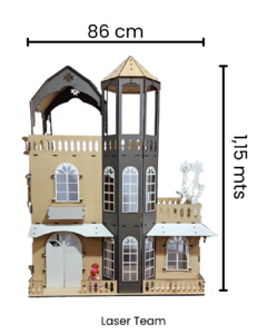Casa De Muñecas Modelo Torre De 1,15 Mts Mdf 5,5mm En Color - comprar online