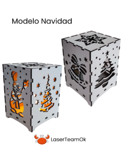 Adorno Navideño Cajita Con Luz En Mdf De 3mm - comprar online