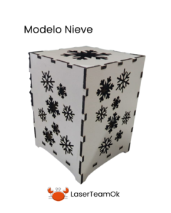 Adorno Navideño Cajita Con Luz En Mdf De 3mm - Laser Team