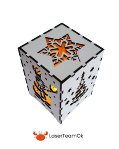 Imagen de Adorno Navideño Cajita Con Luz En Mdf De 3mm
