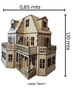 Casa De Muñecas Modelo Victoriano 1,10 Metros En Mdf 5.5