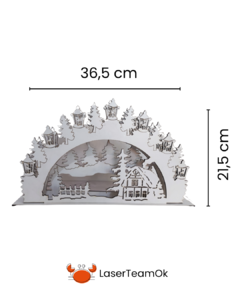 Adorno Paisaje Navidad Con Faroles En Mdf De 3 Mm
