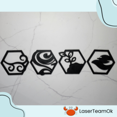 Cuadros Elementos De La Naturaleza Hexagonales En Mdf 5.5 Mm