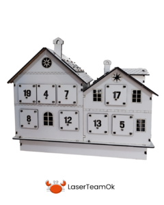 Calendario Adviento Navideño Casa Con Luz En Mdf De 3 Mm - tienda online