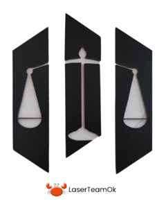 Cuadro Tríptico Balanza De Justicia En Mdf De 5.5 Mm