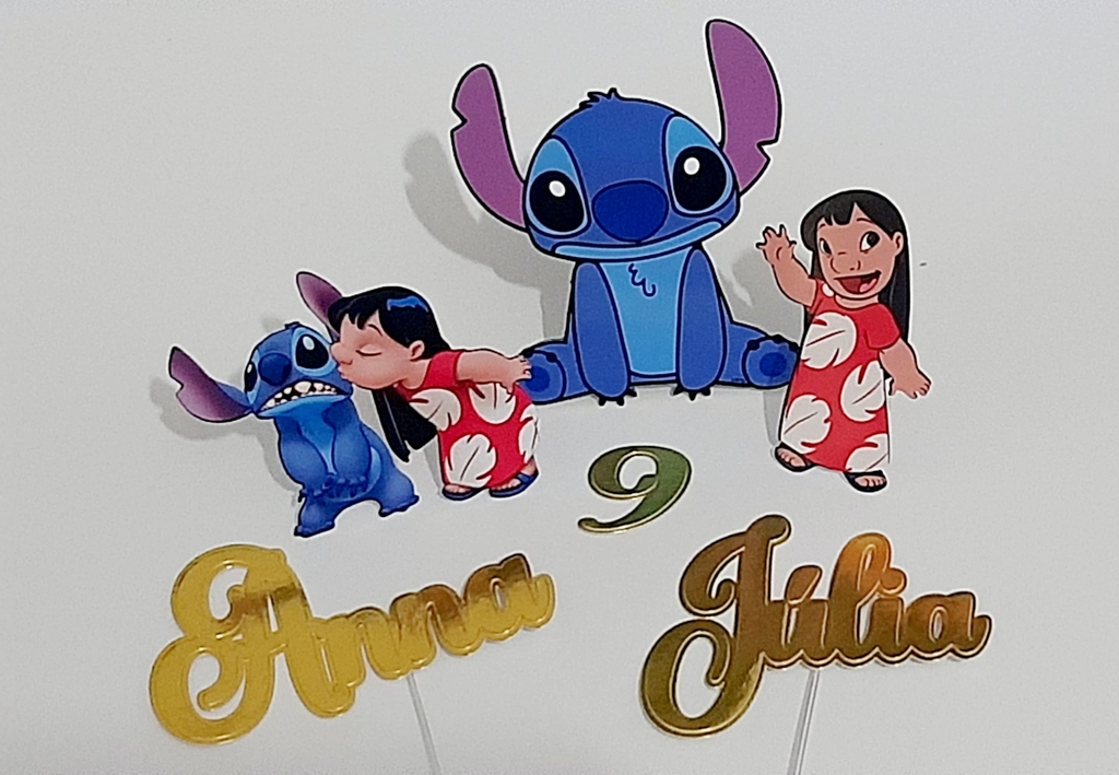 Kit Topper Topo de Bolo Infantil Stitch Personalizado