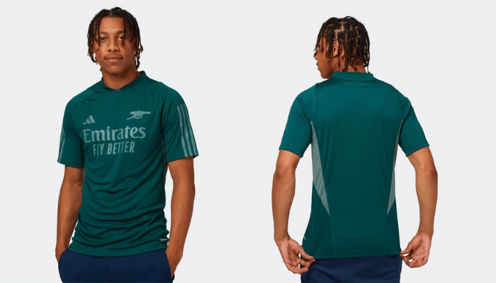 Camisa de Treino do Arsenal Adidas 2023/24 Europeu Verde - Conforto e sustentabilidade em poliéster reciclado.