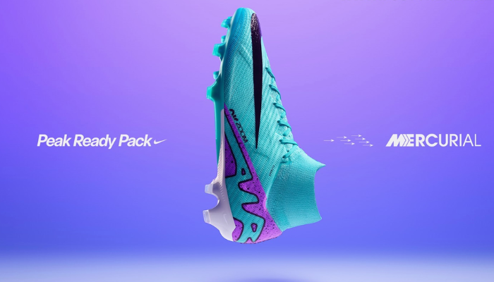 Chuteira Nike Zoom Mercurial Superfly 9 Elite FG para campo firme nas cores turquesa, roxa e preta. A chuteira possui um design moderno com a unidade Zoom Air visível na placa. O cabedal Vaporposite+ texturizado oferece excelente controle de bola.