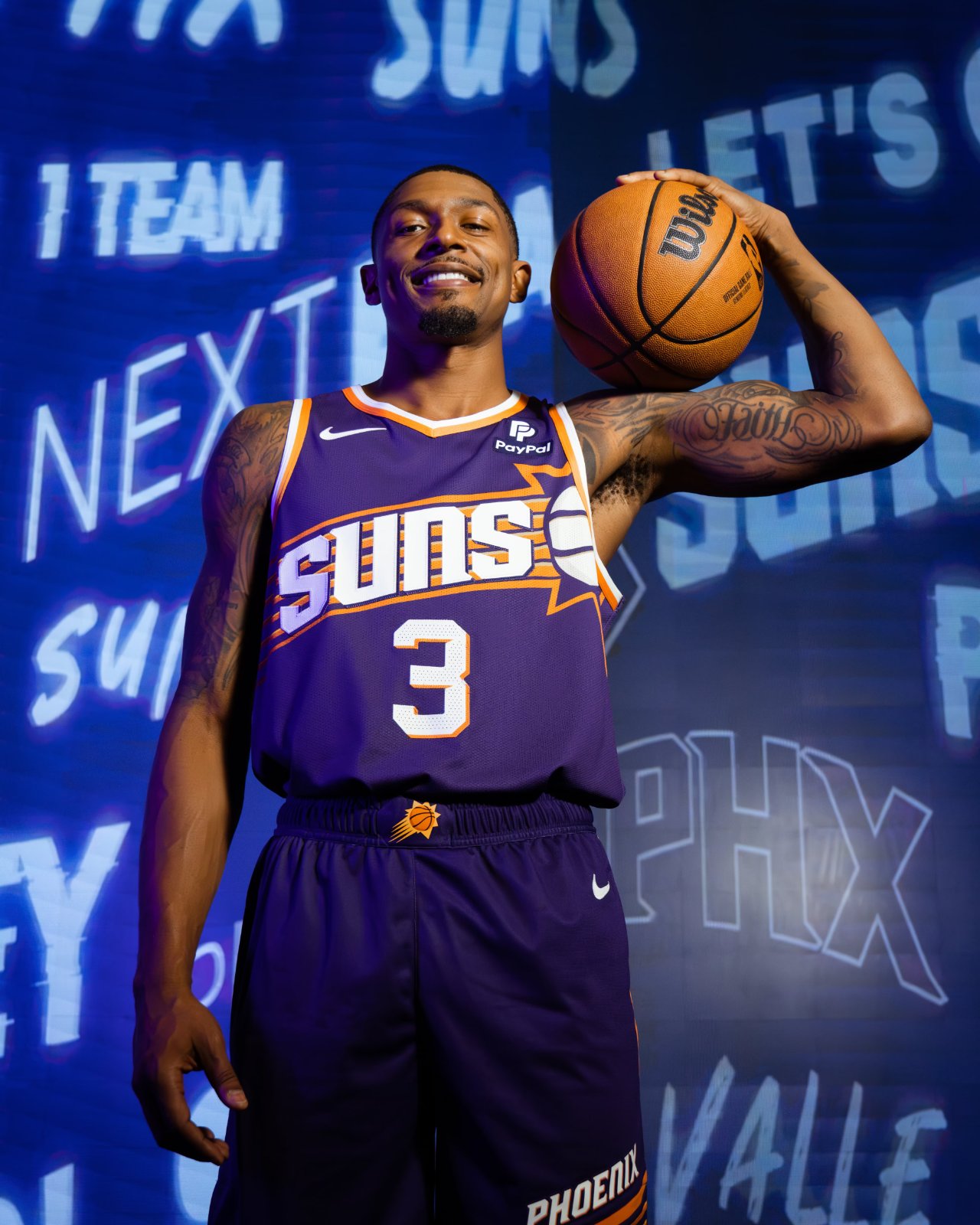 Regata Icon Edition Phoenix Suns 2023/24 azul, laranja e branca | Tevo Sports