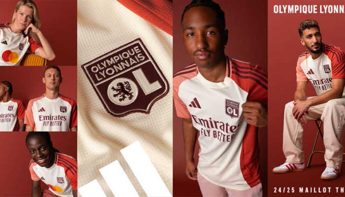 A terceira camisa do Olympique de Lyon para a temporada 2024/25 apresenta um design elegante e nostálgico, com cores inspiradas nas fachadas históricas da cidade de Lyon.