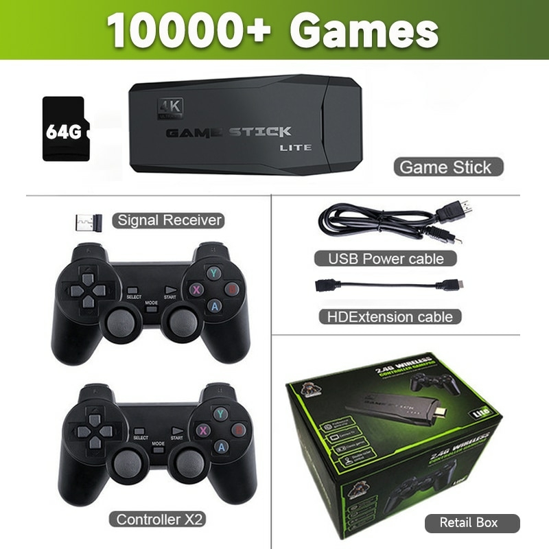 4K Retro Consoles de Videogame,Smart Videogame TV Stick,10.000 jogos Retro  Classic Gamin 2.4G Wireless Gamepads Controlador (64G) : :  Games e Consoles