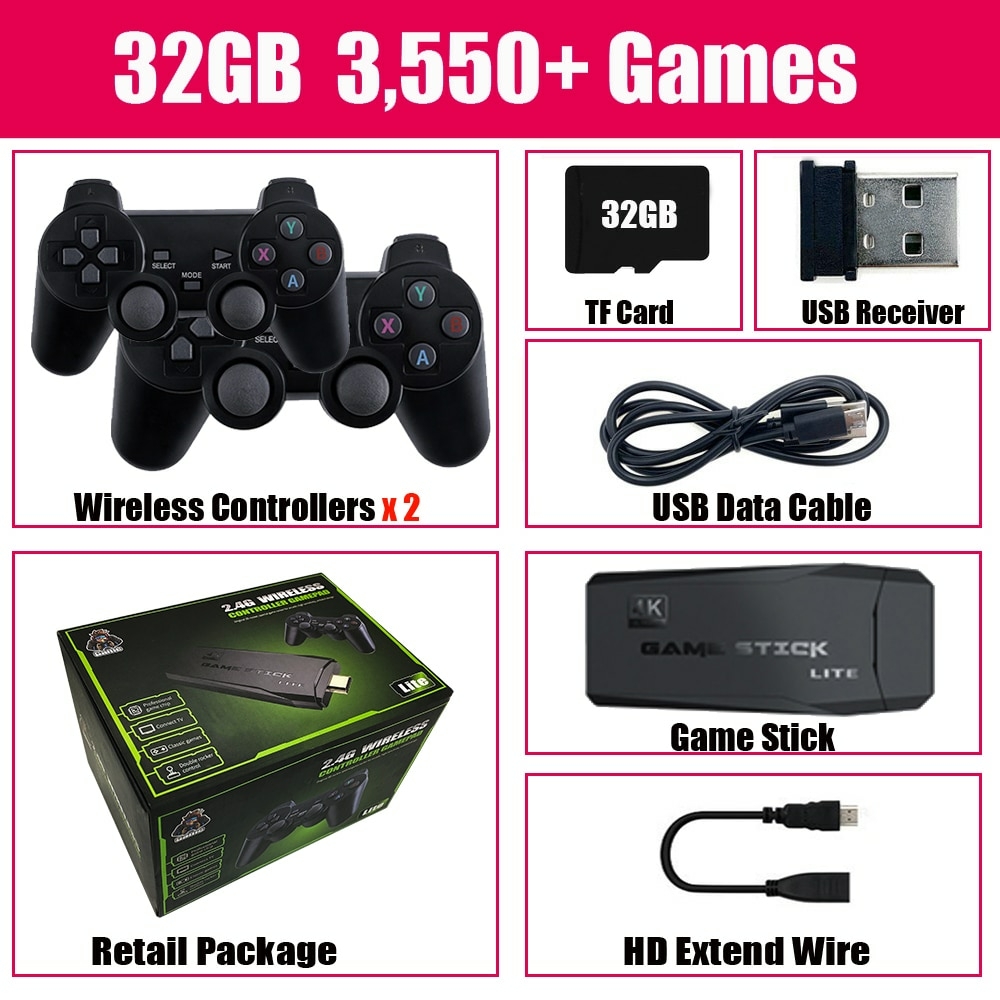 Vídeo Game Retrô 3500 Jogos com 2 Controles Sem Fio HDMI