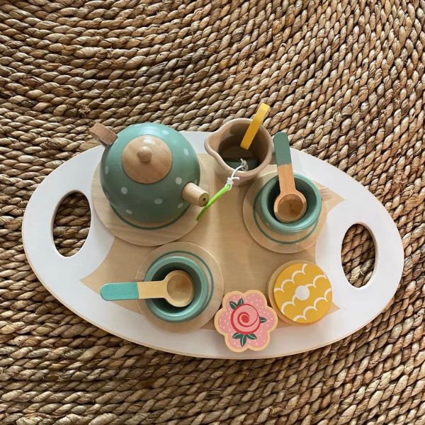 Jogo de chá infantil estilo Montessoriano em madeira multicor