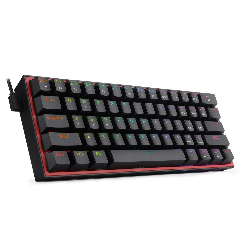 Teclado gamer retroiluminado com interruptor vermelho para mulher, 67  teclas, mecânico, mini, portátil, gamer, win, mac