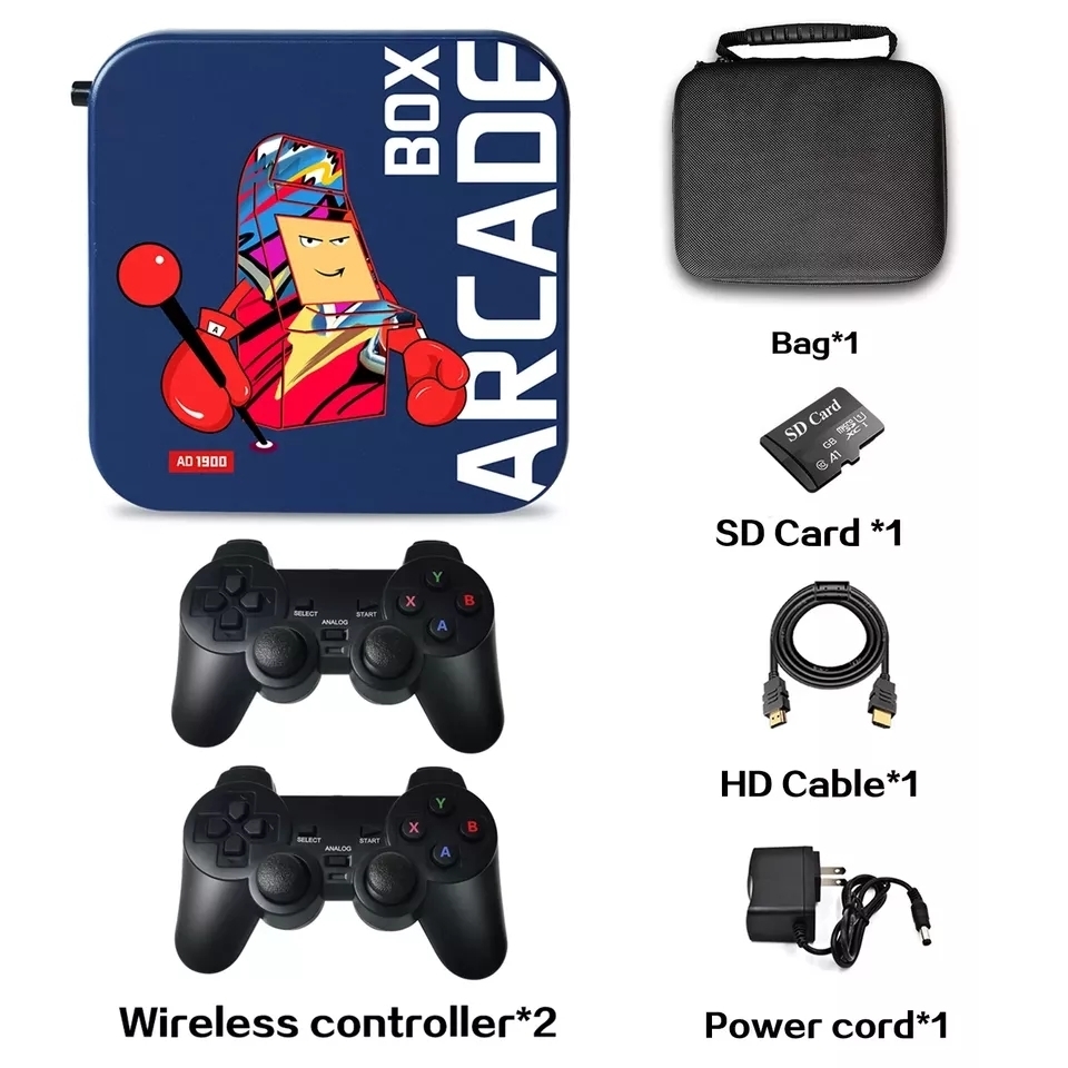 Arcade Box - Game Retrô 33.000 Jogos 4K + 2 Controles e Bolsa de Brind