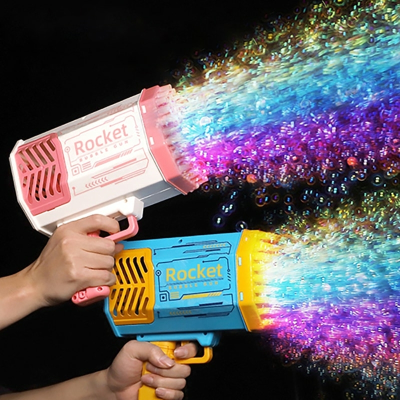 Bubble Gun Rocket 69 Buracos Bolhas de Sabão Metralhadora Forma  Metralhadora Automática Com Brinquedos Leves Para Crianças Pomperos  Presente Dia Das Crianças