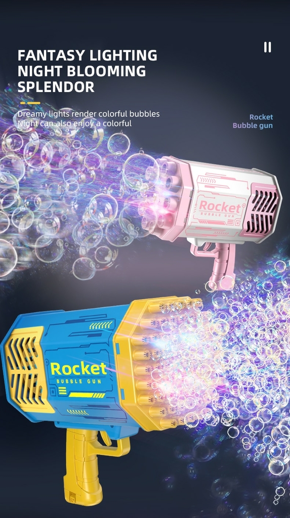 Bubble Gun Rocket 69 Buracos Sabão Bolhas Metralhadora Forma Soprador  Automático Com Brinquedos Leves Compatível com Crianças Pomperos Dia das  Crianças Presente