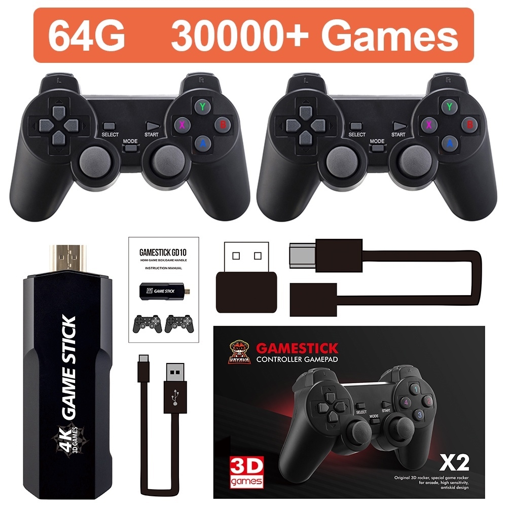 Super Game Stick Retrô Versão 2023 64 GB, com 10.000 jogos + 2 control