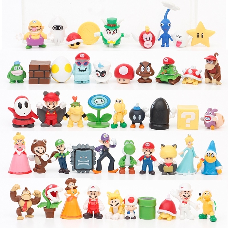 9 Pcs Super Mario Luigi Yoshi Toad Princesa Wario Dk Goomba em