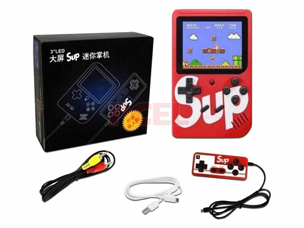 Mini Game Boy Portátil Sup Led 3'' com Controle - Vermelho