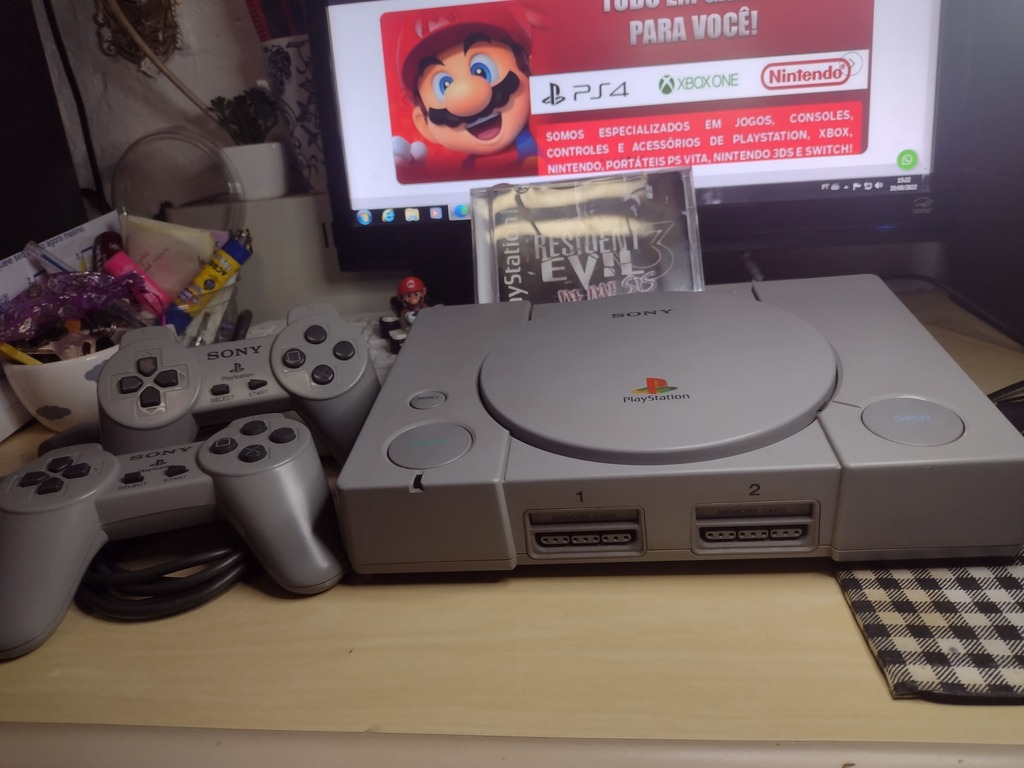 Console Playstation One - PS1 (1 controle original e 5 jogos