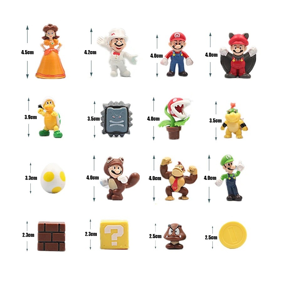 Bonecos Novos Kit de 12 Super Mario Bros Bonecos Miniatura Mario Luidi