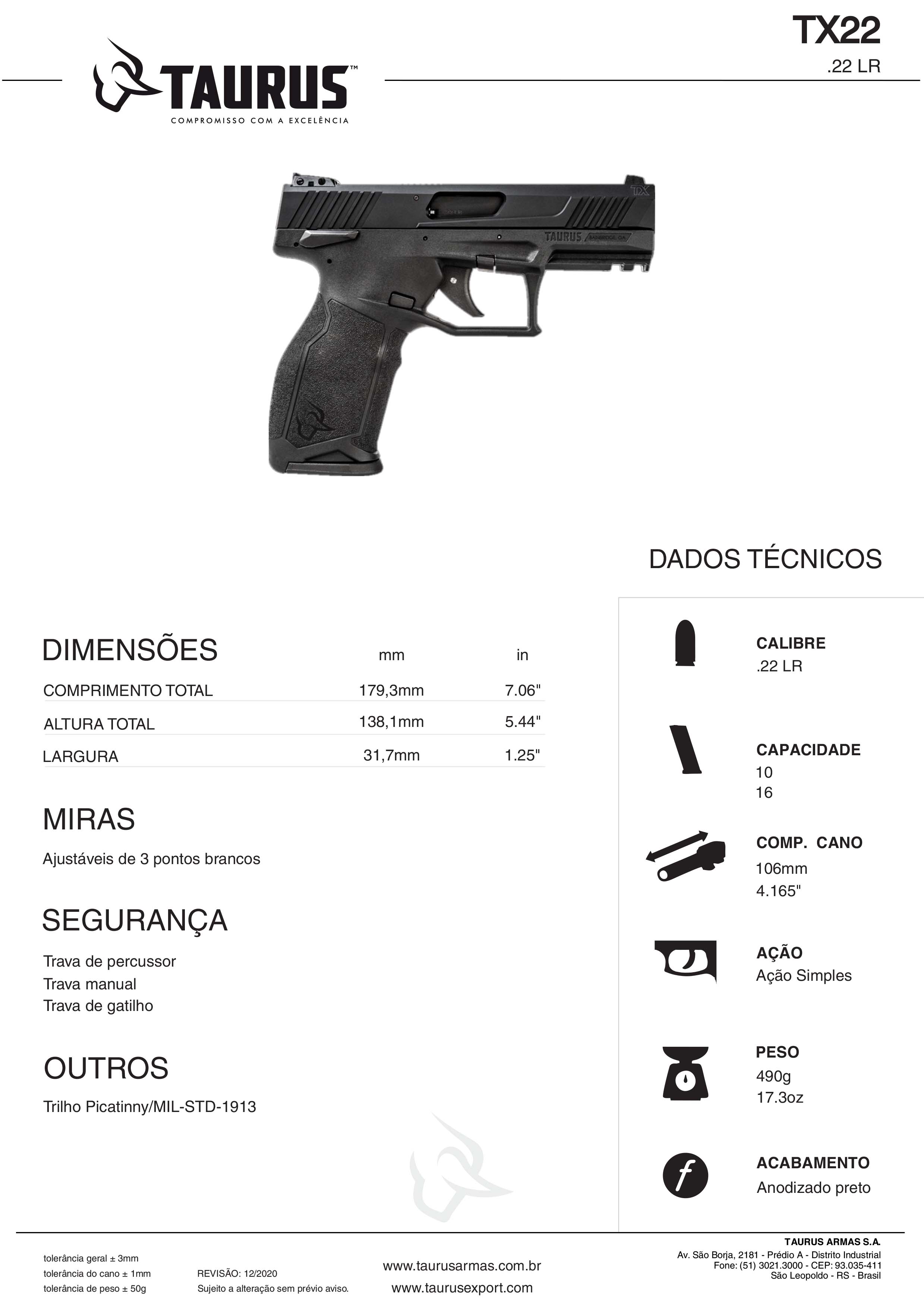 Pistola Taurus 938 Calibre 380 16 Tiros Oxidada Fosco - Fire Arms Brasil