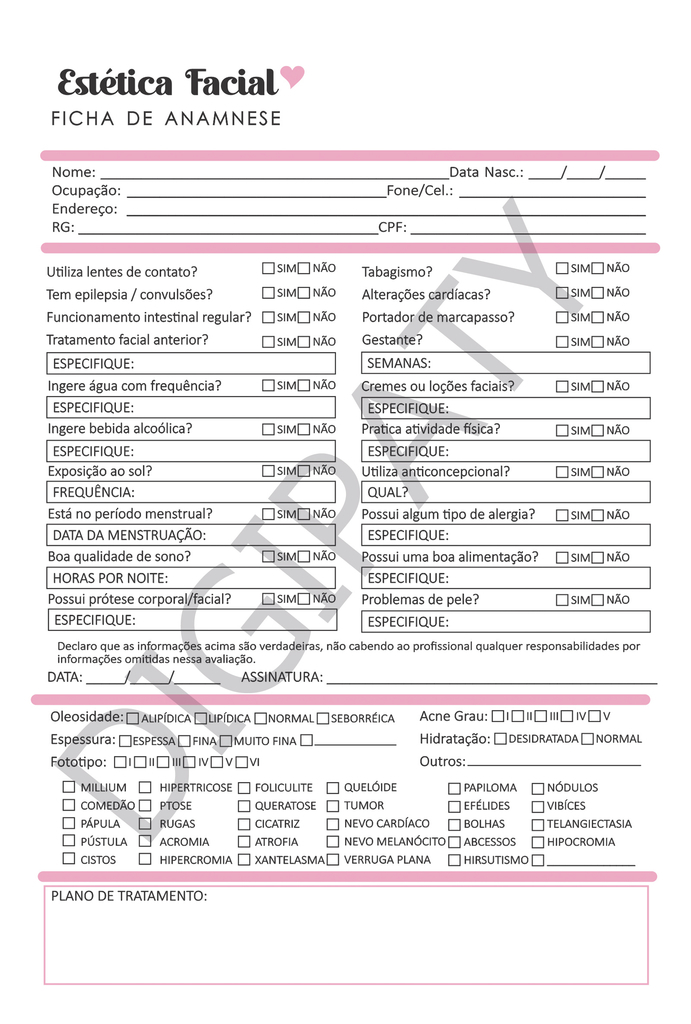 Ficha Anamnese 15x21 Para Psicologia