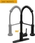 Grifos de cocina con rociador extraÌble, latÛn negro, una sola manija, resorte de arco alto con pla - tienda en línea