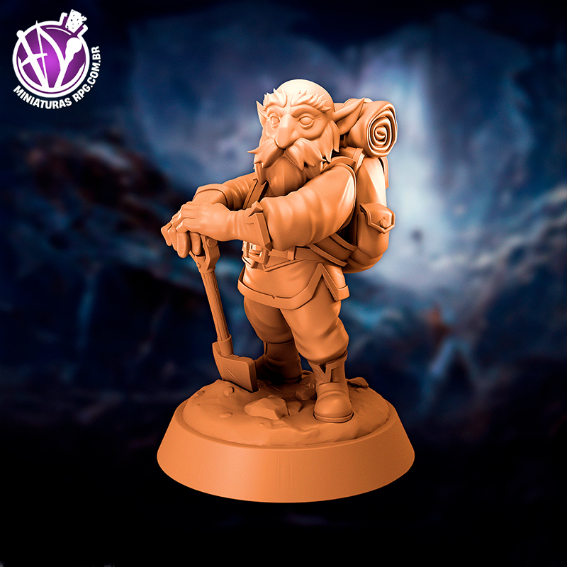 Gnomo Mineiro Exploardor Miniaturas para RPG Dungeons & Dragons D&D